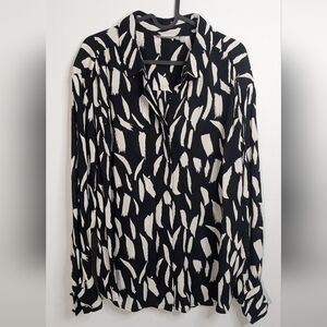 Fransa Geto Abstract Print Blouse - Black and White - size M